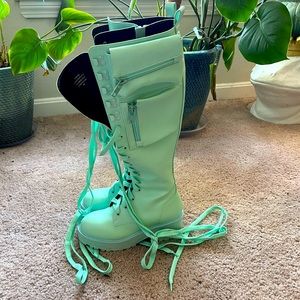 Dolls Kill Sugar Thrillz 2 pocket knee high lace up boots